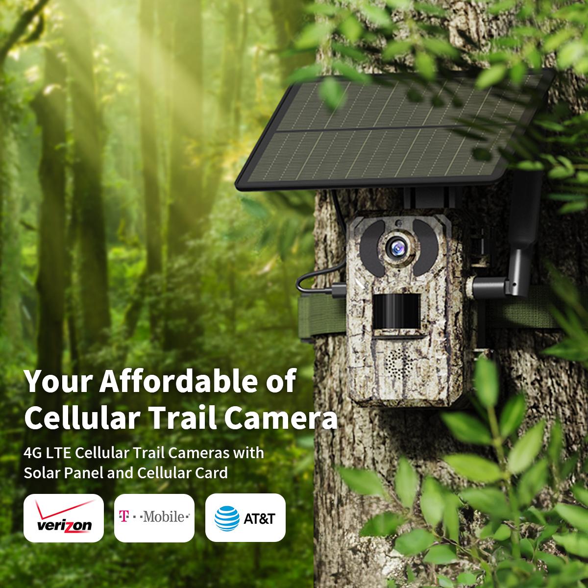 [mothersdaygift]4G LTE Solar Game Camera &ndash; 2K Live Video, No Power Cord Required,WiFi Not Supported,Remote APPControlled, WaterProof, Motion Activated, NightVision, 4G Data Cellular Card Included (Data refill is required for 4G data usage)