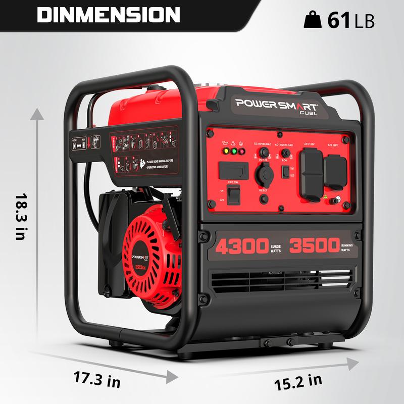 Generador inversor portátil de 4300-4500 vatios, ideal para condiciones climáticas adversas, funciona con gasolina, bajo nivel de ruido con modo ECO, apto para caravanas, temporada de huracanes, ligero y para uso de emergencia, camping, cumple con las nor
