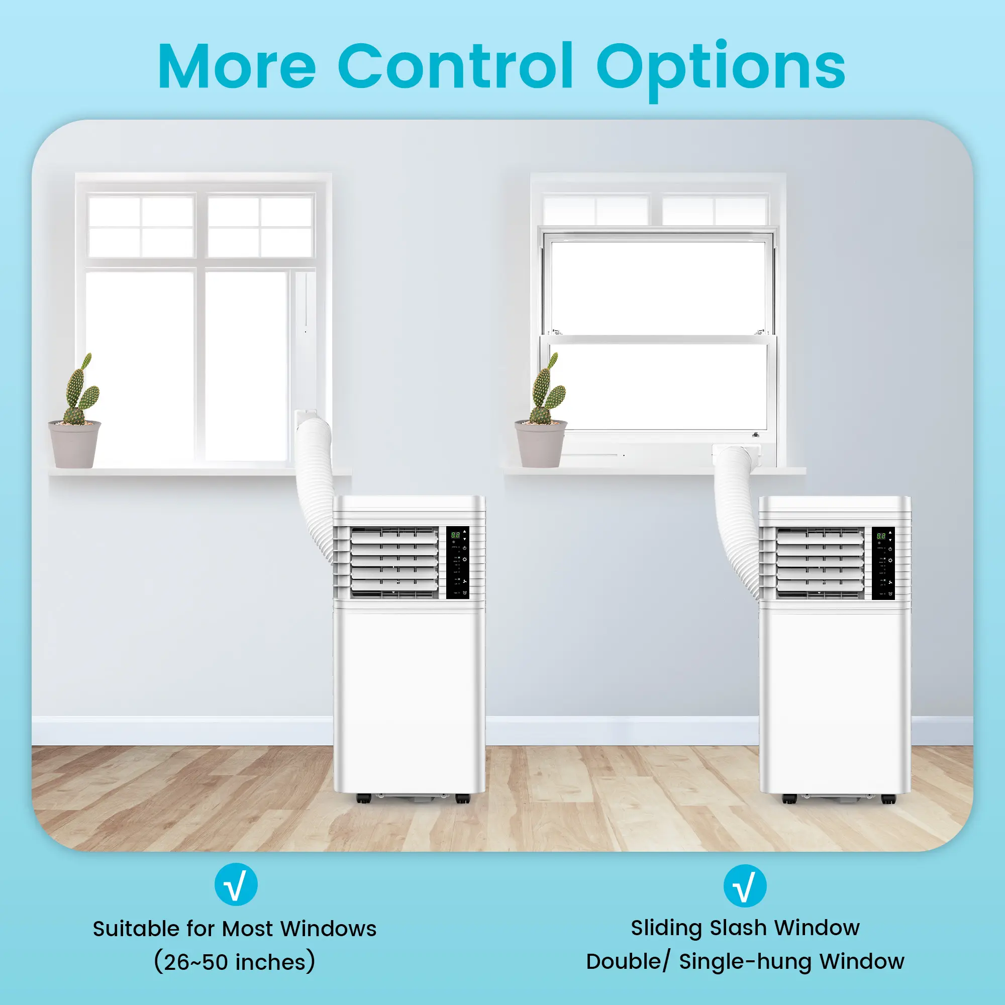 Acondicionador de aire portátil de 8000 BTU: enfría hasta 350 pies cuadrados, 4 modos, con control remoto, pantalla LED, temporizador de 24 horas y kit de instalación para el hogar, la oficina o dormitorios (Blanco)