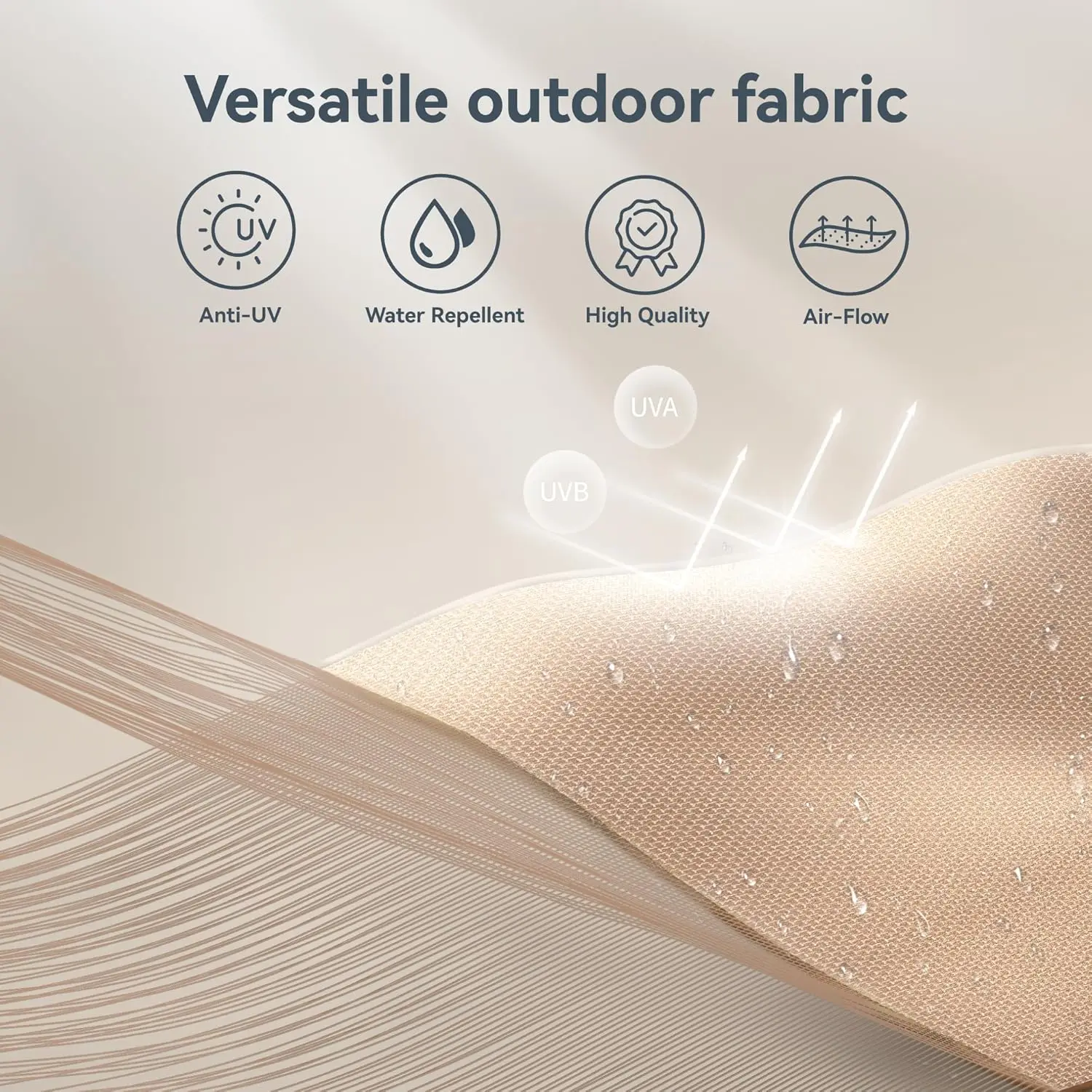 Sombrilla solar LED HOOOWOOO de 4,5 m con base y manivela - Sombrilla para exteriores para jardín, terraza, patio, piscina y playa - Tela resistente al agua, ajustable y con luz