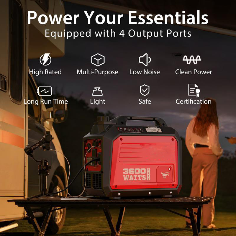 3600 Watt Quiet Portable Inverter Generator, RV Ready 30A Outlet, Parallel Capable, Emergency Use Camping, EPA Compliant,Hurricane, Emergency,Safe & Long-lasting usage,Springtok(DB5035/DL5035C), generators for house power