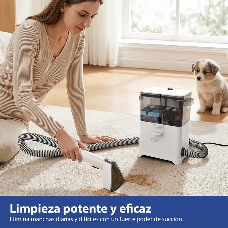 Aspiradora Limpiadora Lava Alfombra Tapicería De Inyección Succión 1000W 30kpa, Máquina De Limpieza De Telas Para Sofá, Alfombra, Cortina Y Cama, Cepillo Profundo, Doble Tanque De Agua