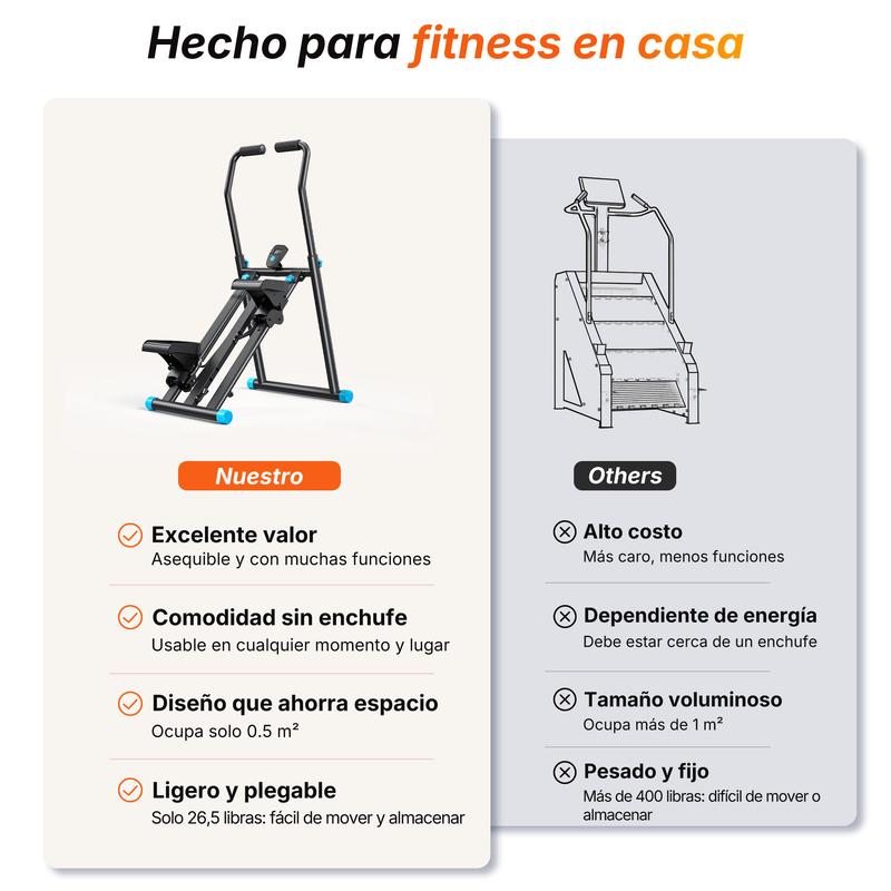 Stepper de Escalera con Manillar Pantalla LCD Capacidad 300LBS Máquina de Ejercicio Climber para Entrenamientos en Casa Equipo de Fitness para Mujeres y Hombres