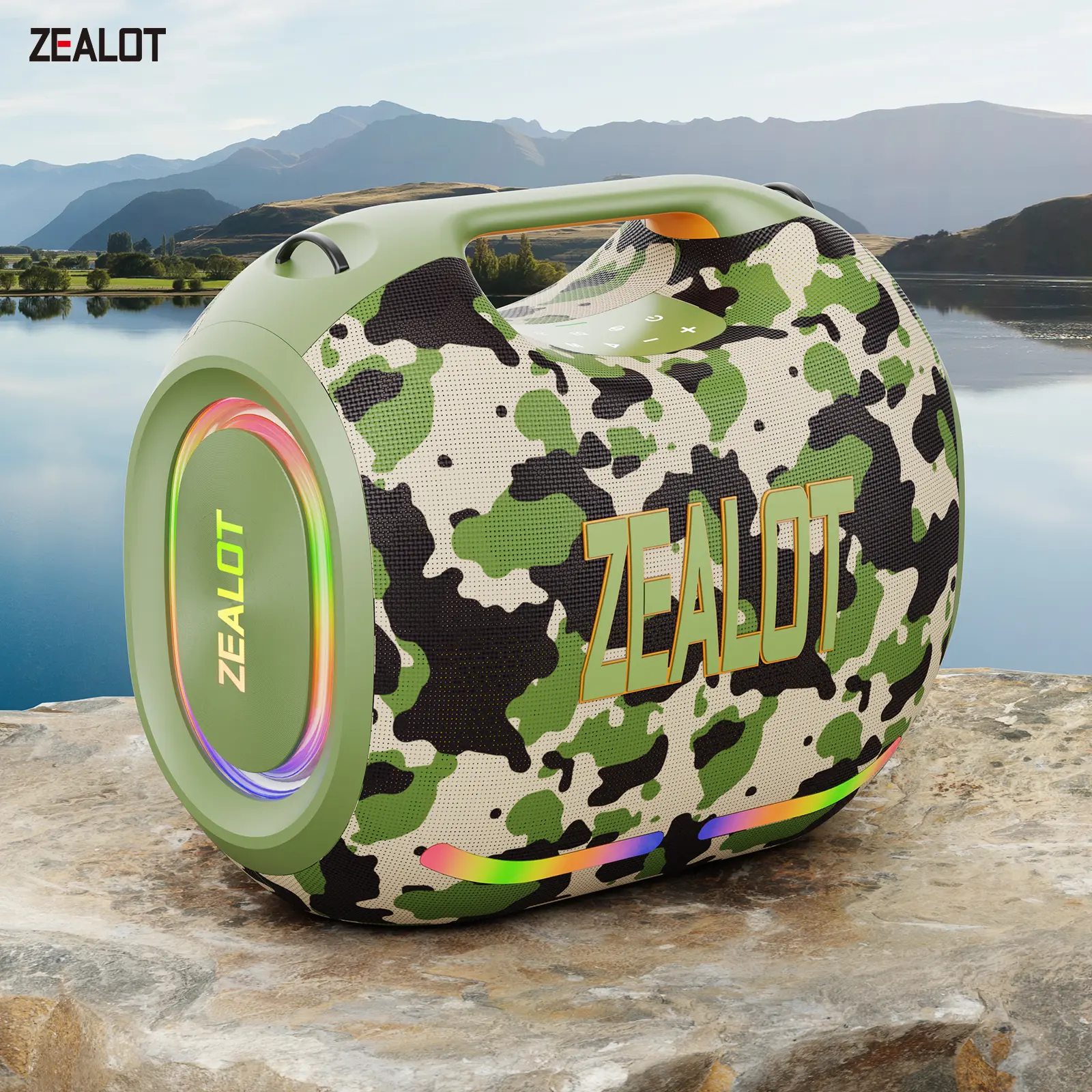 Altavoz inalámbrico portátil con sonido y audio de alta fidelidad; altavoz Bluetooth de sobremesa con sonido envolvente y emparejamiento TWS. Cuenta con una batería de larga duración (4800 mAh) y es compatible con USB, tarjetas TF, entrada AUX, Bluetooth 