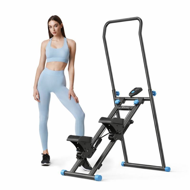 Stepper de Escalera con Manillar Pantalla LCD Capacidad 300LBS Máquina de Ejercicio Climber para Entrenamientos en Casa Equipo de Fitness para Mujeres y Hombres