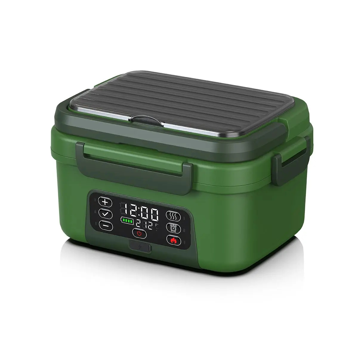 Fiambrera eléctrica térmica inalámbrica, 1,5 L (6,3 tazas), alimentada por batería recargable de 20.000 mAh, con calentamiento automático y temporizador inteligente; libre de BPA. Incluye cuchara, bolsa de transporte térmica y divisor de bandeja extraíble
