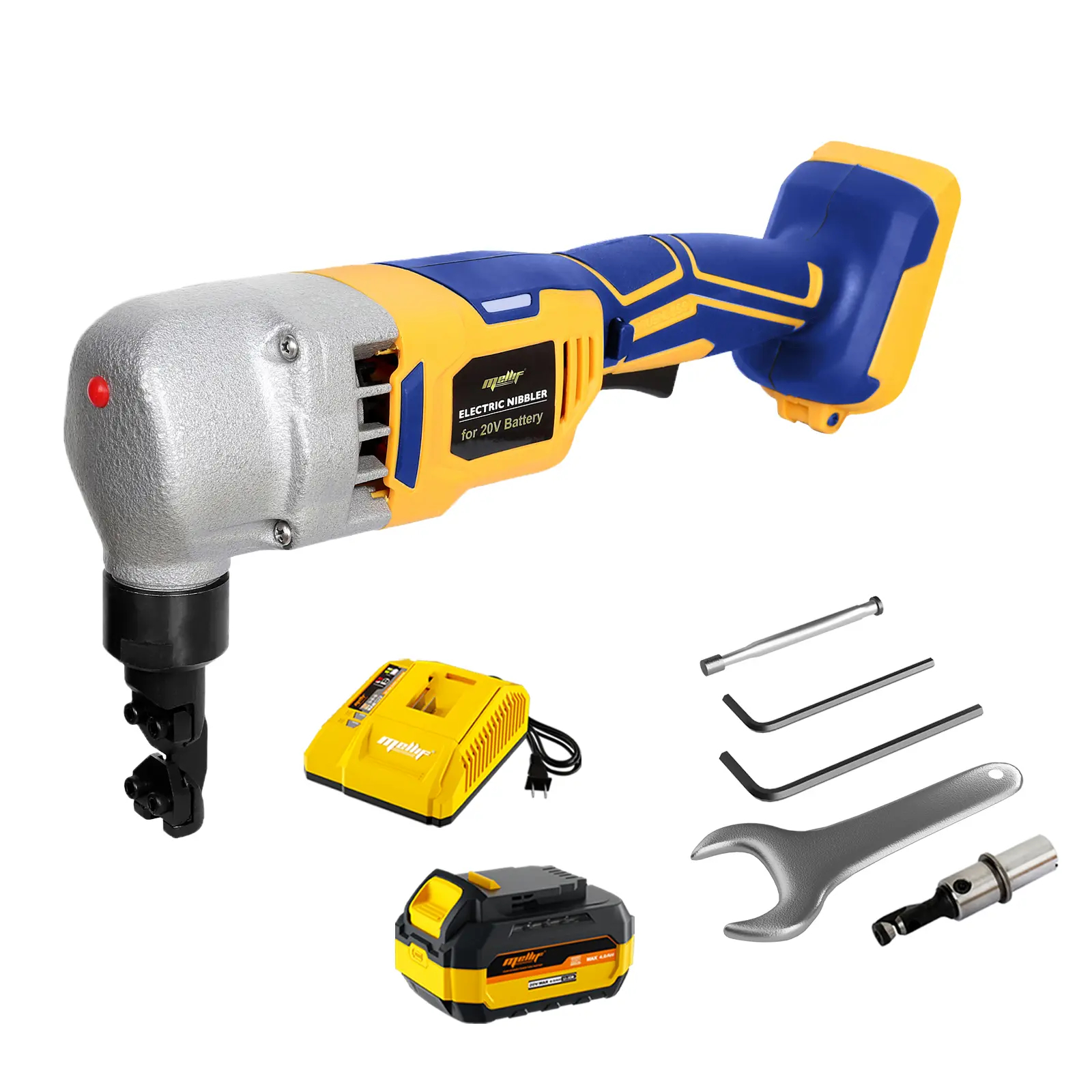 Cizalla punzonadora inalámbrica sin escobillas, compatible con baterías Dewalt 20V Max | Cortadora de chapa metálica de calibre 18 con motor sin escobillas de 1200 RPM | Cuchillas reemplazables para cortar aluminio, acero inoxidable, plástico, materiales 