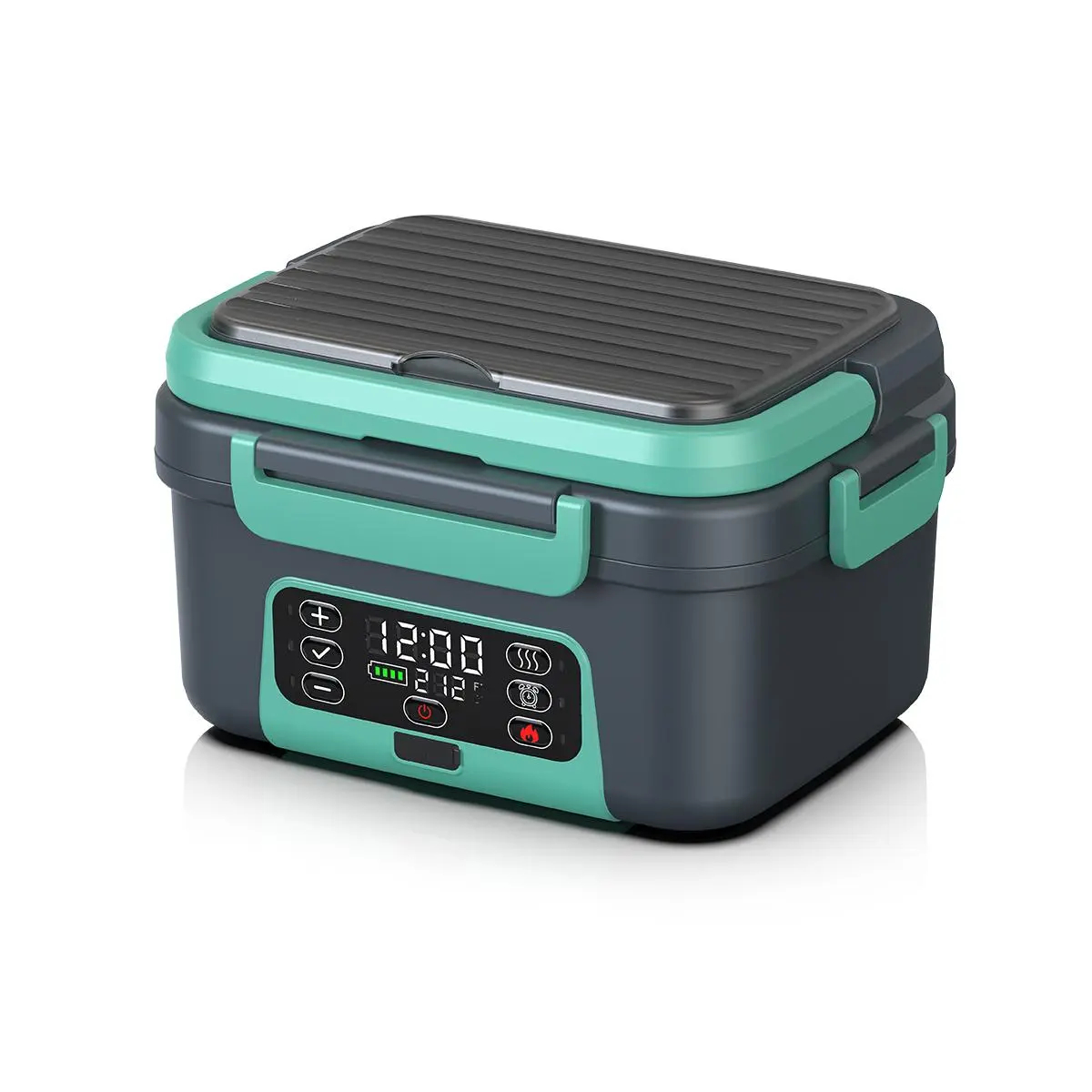 Fiambrera eléctrica térmica inalámbrica, 1,5 L (6,3 tazas), alimentada por batería recargable de 20.000 mAh, con calentamiento automático y temporizador inteligente; libre de BPA. Incluye cuchara, bolsa de transporte térmica y divisor de bandeja extraíble