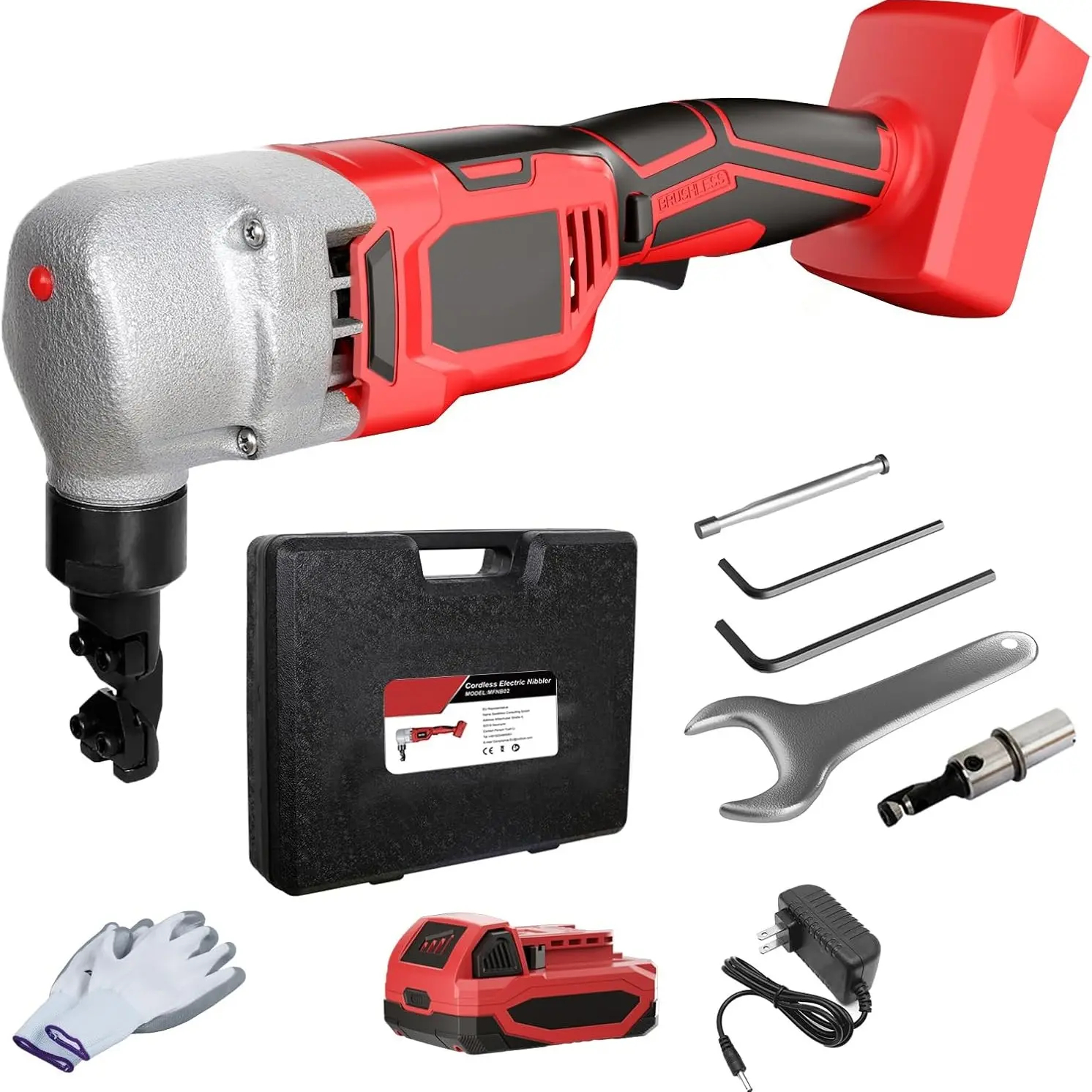 Cizalla punzonadora inalámbrica sin escobillas, compatible con baterías Dewalt 20V Max | Cortadora de chapa metálica de calibre 18 con motor sin escobillas de 1200 RPM | Cuchillas reemplazables para cortar aluminio, acero inoxidable, plástico, materiales 