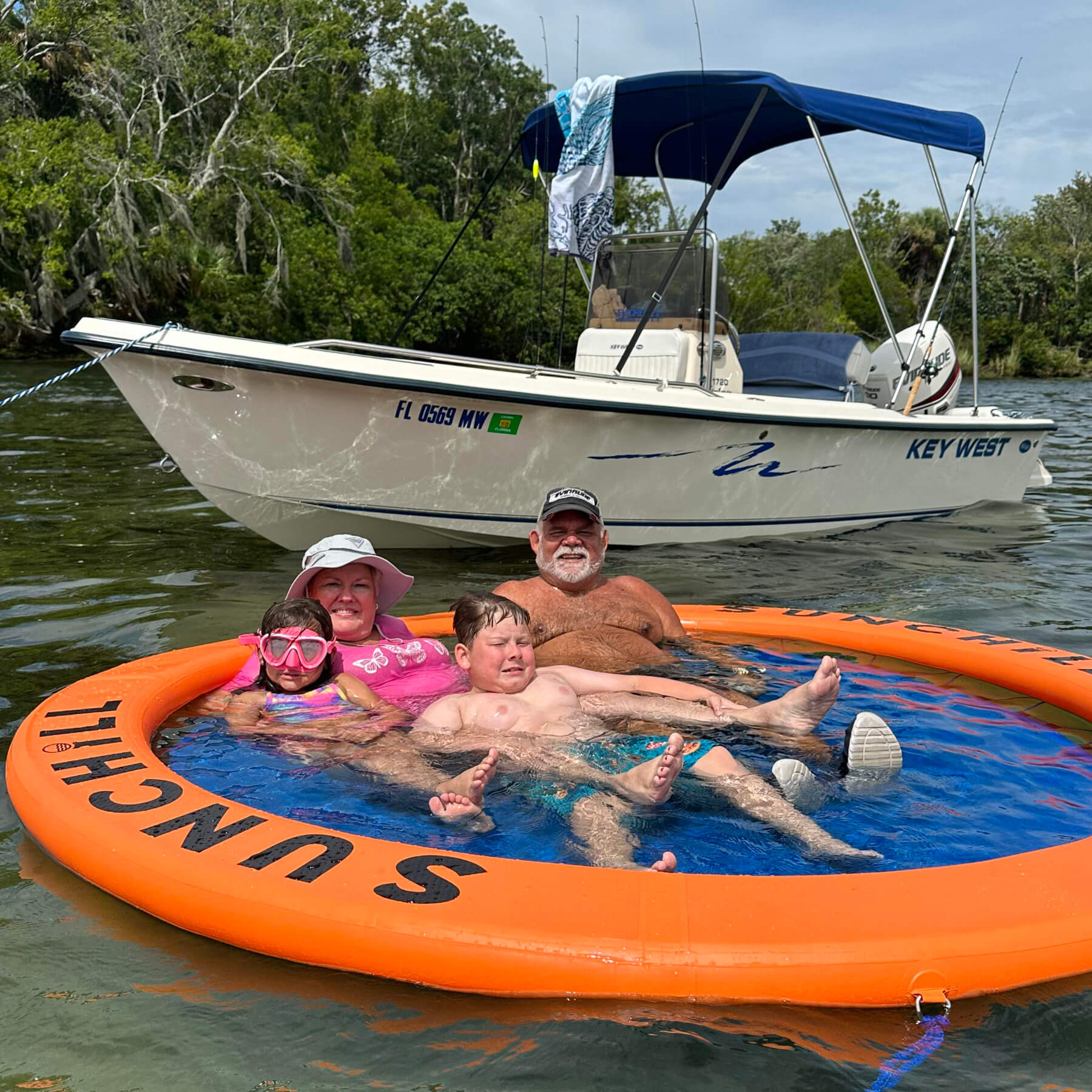 Flotador Redondo Inflable Sunchill Para 2-8 Personas 4in Azul