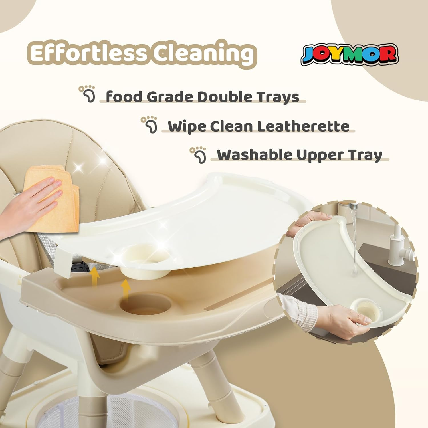 Silla alta para bebés 7 en 1, silla alta convertible para bebés y niños pequeños, mesa y silla de aprendizaje con bandeja extraíble y arnés de 5 puntos.