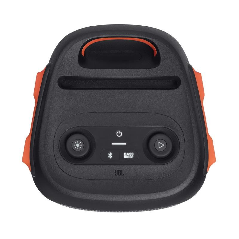 Partybox 110, altavoz portátil para fiestas con un potente sonido de 160 W, luces integradas y diseño a prueba de salpicaduras.