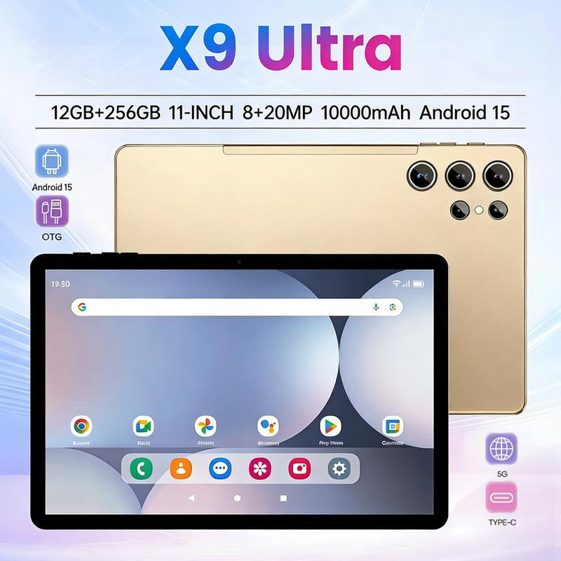 Tablet X9 Ultra 11 Pulgadas Android 15 Última Versión | 12GB RAM + 256GB Almacenamiento Expandible | Pantalla Grande HD | Batería 10000mAh | WiFi 5G