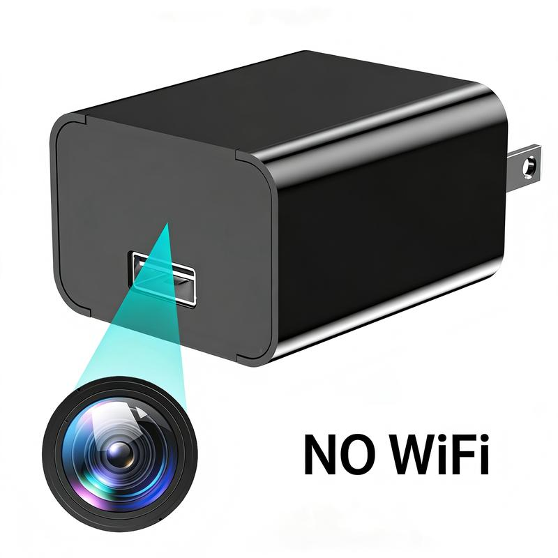 Mini cámara de seguridad 1080P (tipo cargador) para mascotas — Incluye tarjeta de 64 GB, visión nocturna y detección de movimiento — Cámara de vigilancia doméstica de conexión directa (SIN Wi-Fi)