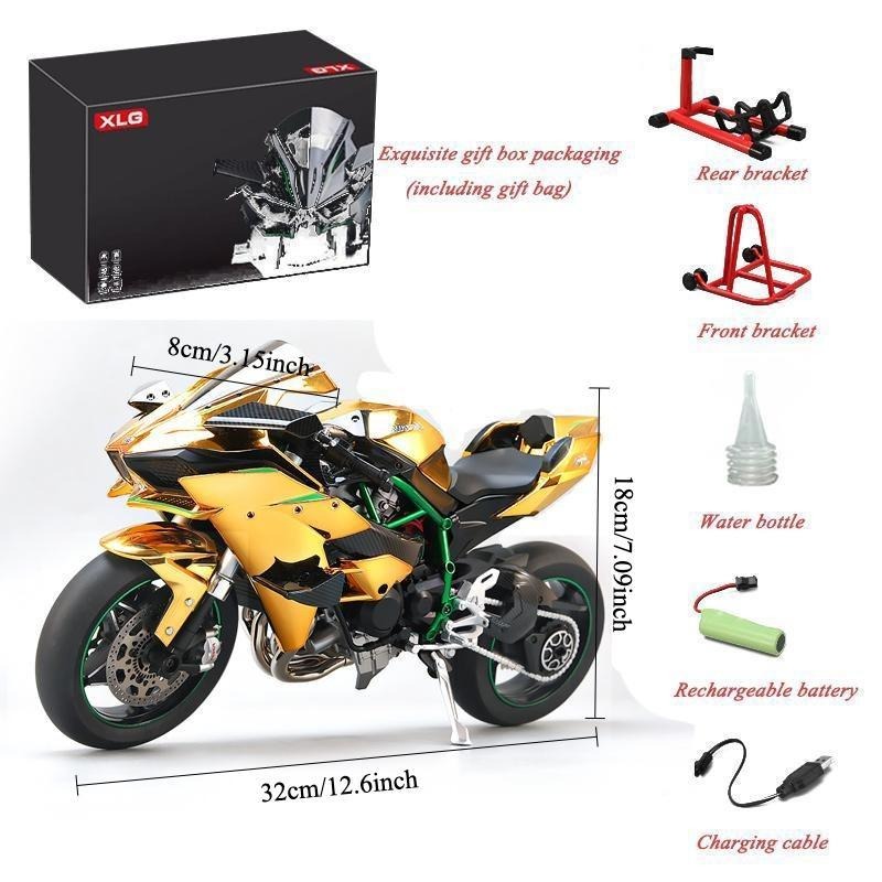 Regalo de Fiesta de Modelo de Motocicleta, 1 Caja  Kawasaki H2R Modelo de Motocicleta de Aleación, Colección de Modelos de Motocicleta, Regalo de Modelo de Motocicleta de Aleación Dinámico para Amantes Amigos Familia
