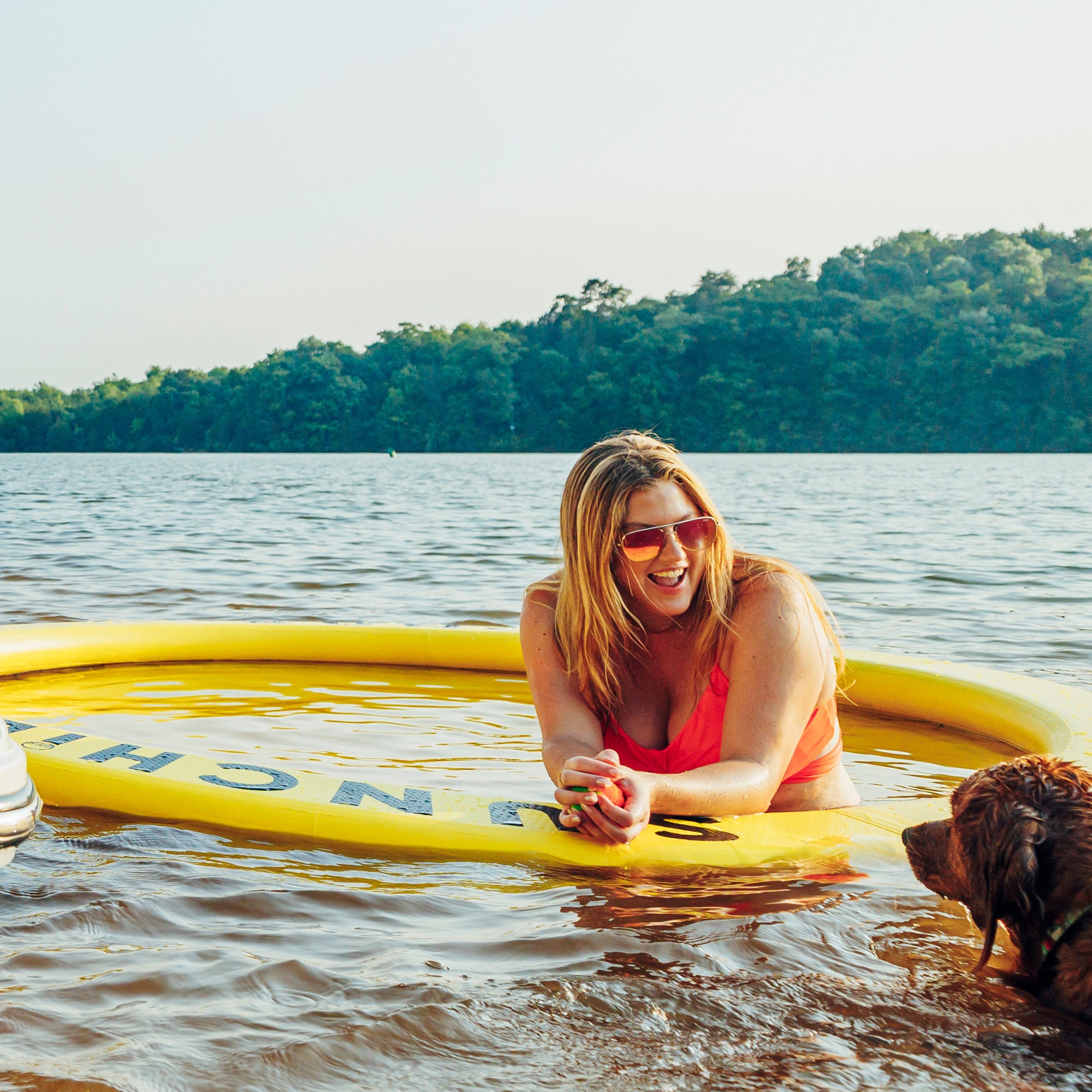 Flotador Redondo Inflable Sunchill Para 2-8 Personas 4in Azul