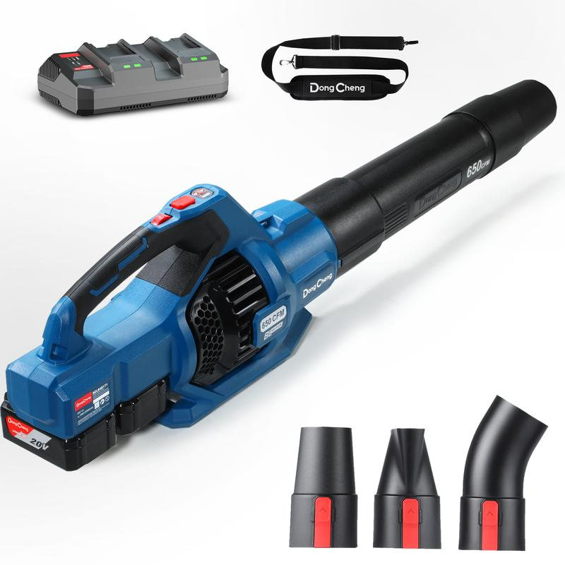 【Garantía de 5 años】Soplador de hojas inalámbrico de 650 CFM, soplador a batería de 40 V con 2 baterías de 4.0 Ah y cargador; motor sin escobillas de alta eficiencia para aceras, entradas de vehículos, mantenimiento urbano, y soplado de hojas y nieve (Uso