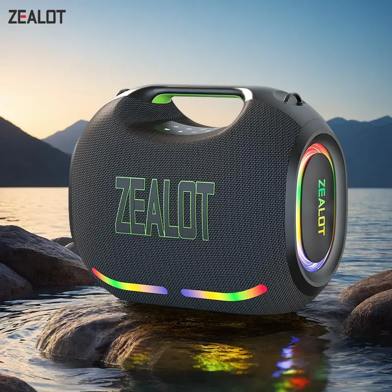 Altavoz inalámbrico portátil con sonido y audio de alta fidelidad; altavoz Bluetooth de sobremesa con sonido envolvente y emparejamiento TWS. Cuenta con una batería de larga duración (4800 mAh) y es compatible con USB, tarjetas TF, entrada AUX, Bluetooth 