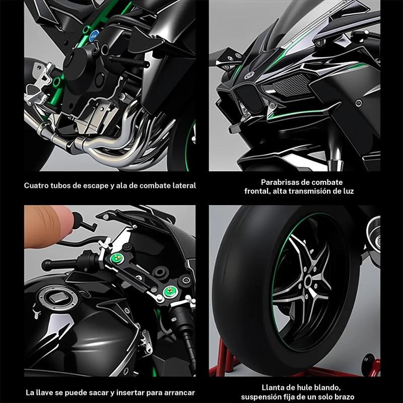 Regalo de Fiesta de Modelo de Motocicleta, 1 Caja  Kawasaki H2R Modelo de Motocicleta de Aleación, Colección de Modelos de Motocicleta, Regalo de Modelo de Motocicleta de Aleación Dinámico para Amantes Amigos Familia