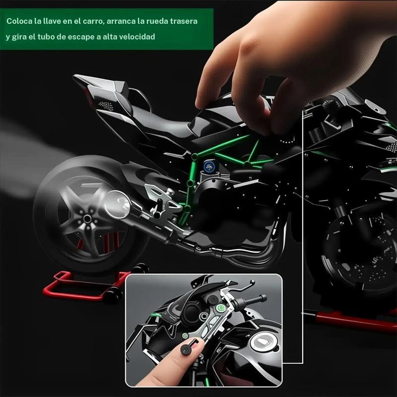 Regalo de Fiesta de Modelo de Motocicleta, 1 Caja  Kawasaki H2R Modelo de Motocicleta de Aleación, Colección de Modelos de Motocicleta, Regalo de Modelo de Motocicleta de Aleación Dinámico para Amantes Amigos Familia