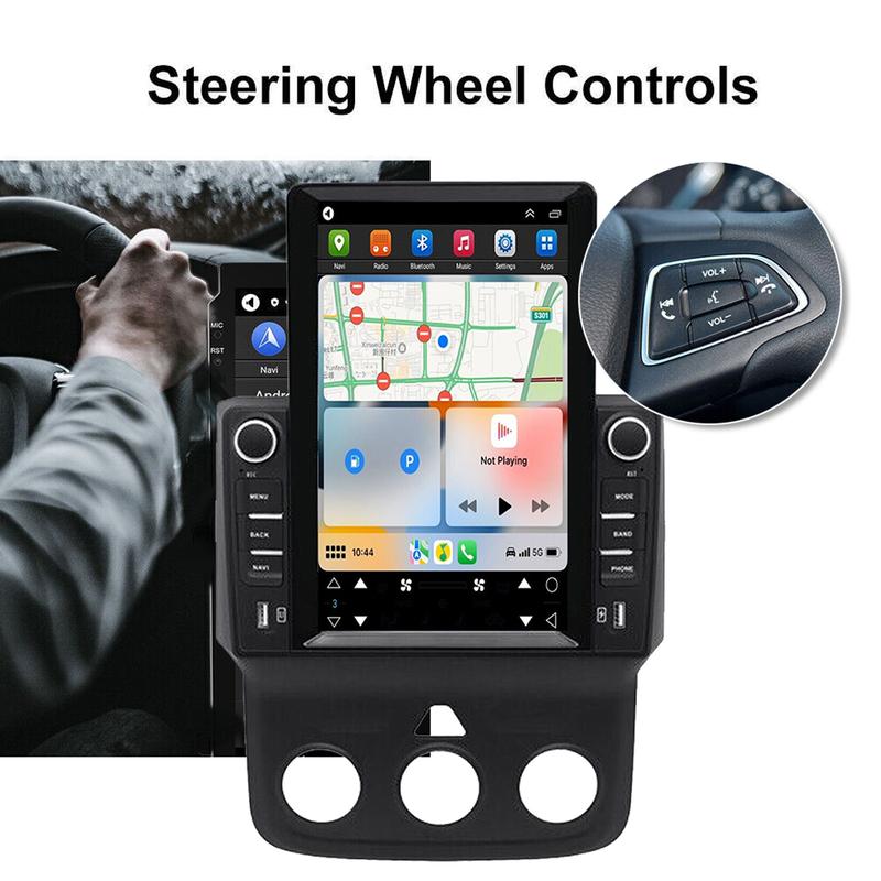 Radio táctil para coche de 9,7 pulgadas para Dodge RAM 2013-2018, con pantalla inalámbrica CarPlay/Android Auto + cámara de visión trasera de 12 LED, con GPS, Bluetooth, DSP y radio FM estéreo.