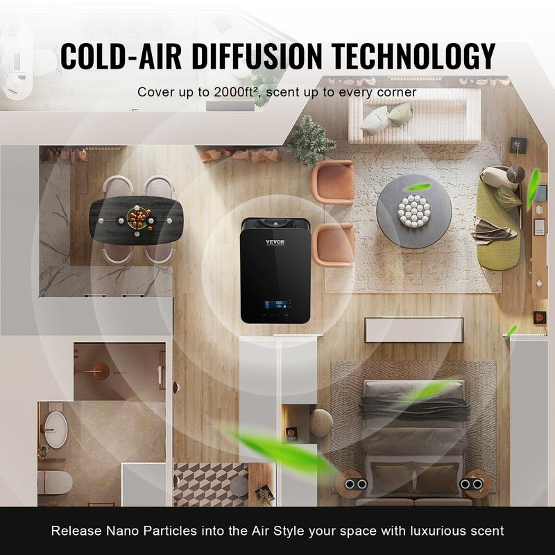 Máquina de aromatización; difusor inteligente de aceites esenciales con Bluetooth; difusor de aromas para sistemas HVAC sin agua, con tecnología de aire frío; difusor de aromaterapia para el hogar, la oficina y hoteles.