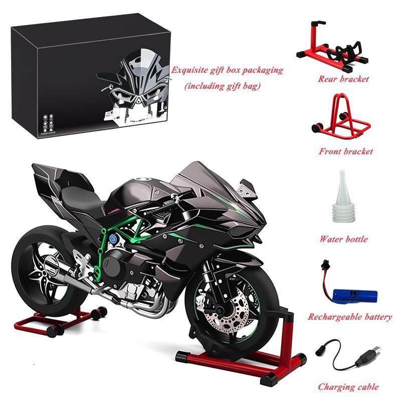 Regalo de Fiesta de Modelo de Motocicleta, 1 Caja  Kawasaki H2R Modelo de Motocicleta de Aleación, Colección de Modelos de Motocicleta, Regalo de Modelo de Motocicleta de Aleación Dinámico para Amantes Amigos Familia