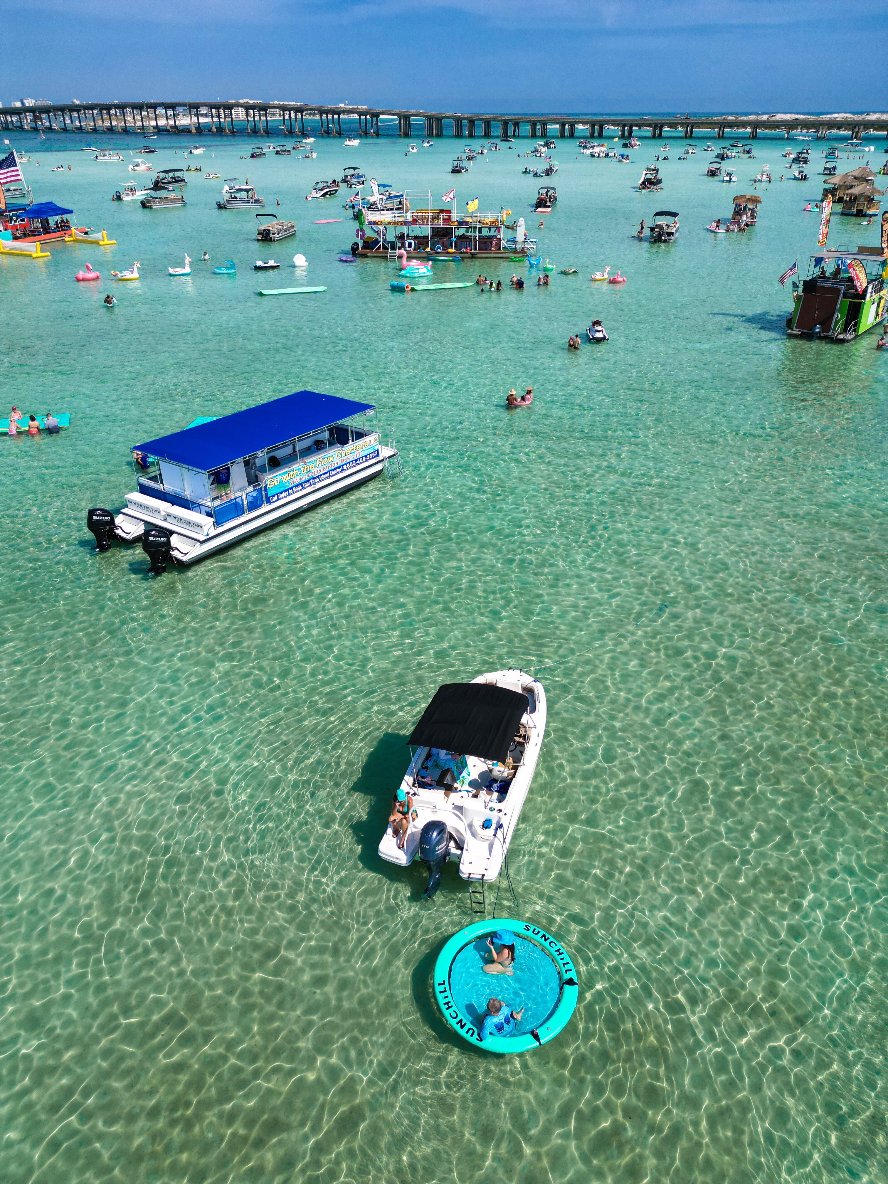 Flotador Redondo Inflable Sunchill Para 2-8 Personas 4in Azul