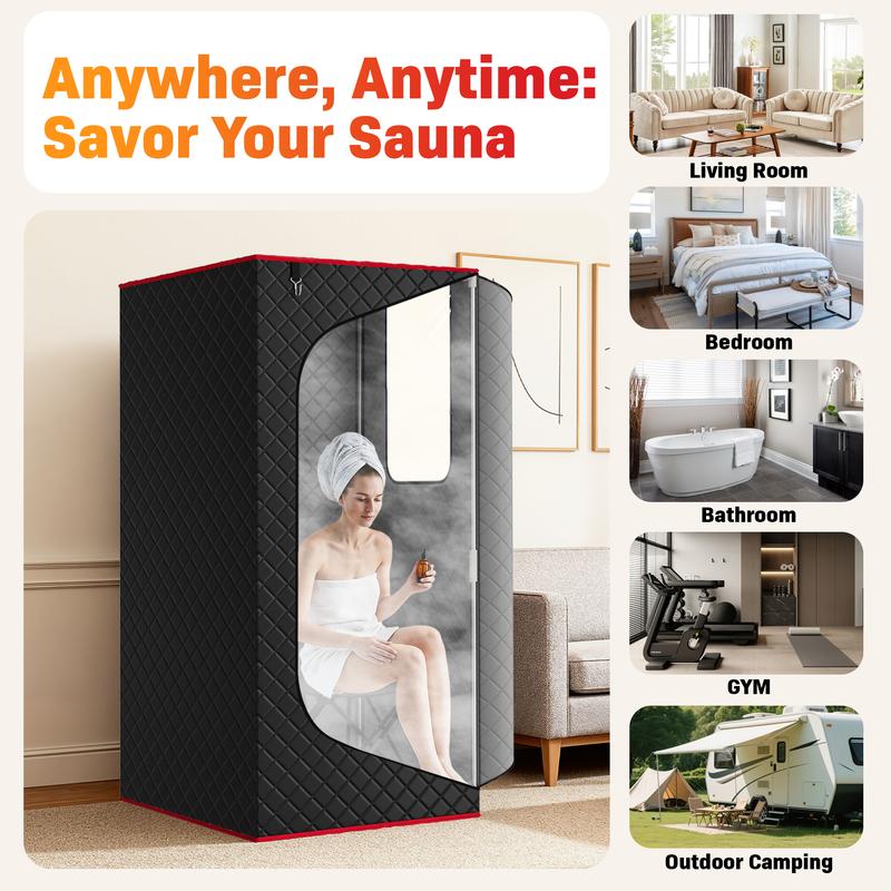 Caja de sauna portátil para el hogar, calentador de sauna de vapor personal Nurecover para uso doméstico, vaporizador de 3,0 L y 1200 W, tienda de sauna plegable para interiores.