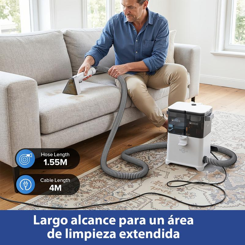 Aspiradora Limpiadora Lava Alfombra Tapicería De Inyección Succión 1000W 30kpa, Máquina De Limpieza De Telas Para Sofá, Alfombra, Cortina Y Cama, Cepillo Profundo, Doble Tanque De Agua