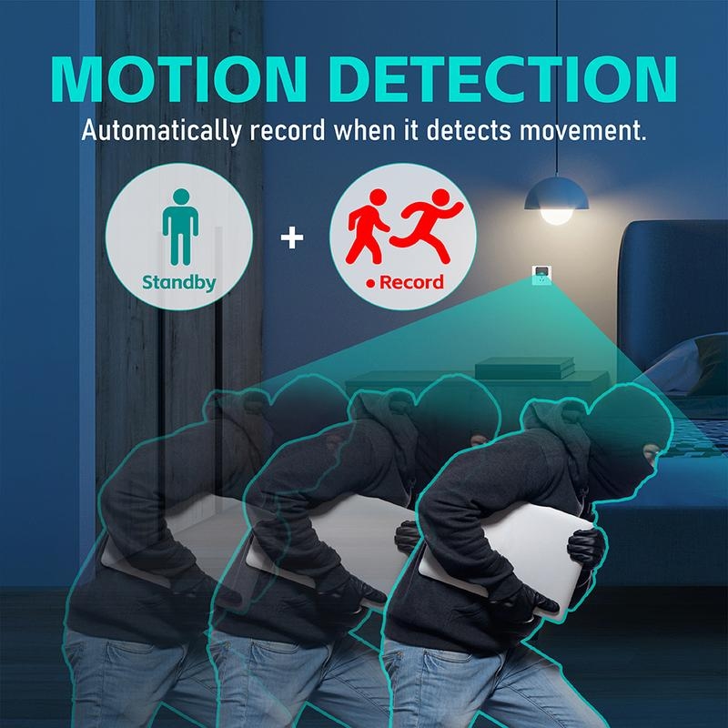 Mini cámara de seguridad 1080P (tipo cargador) para mascotas — Incluye tarjeta de 64 GB, visión nocturna y detección de movimiento — Cámara de vigilancia doméstica de conexión directa (SIN Wi-Fi)