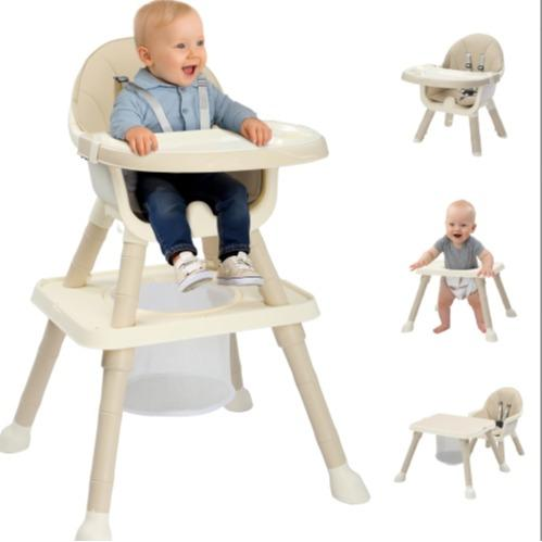Silla alta para bebés 7 en 1, silla alta convertible para bebés y niños pequeños, mesa y silla de aprendizaje con bandeja extraíble y arnés de 5 puntos.