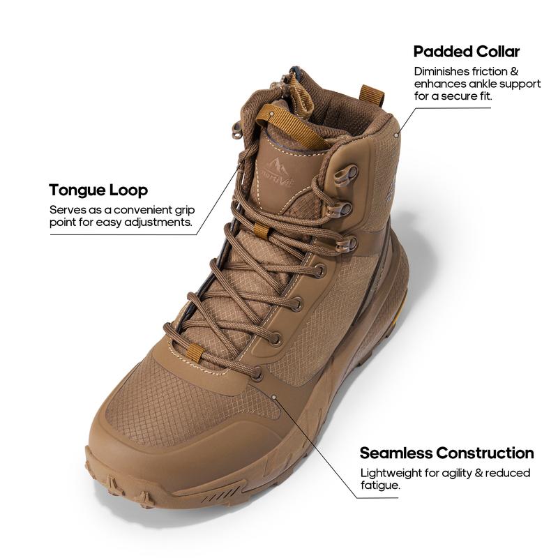 Botas tácticas militares para hombre, ligeras y transpirables, para trabajar todo el día, con cremallera lateral, para motociclistas, senderismo, de 8 pulgadas, suela de goma, duraderas.