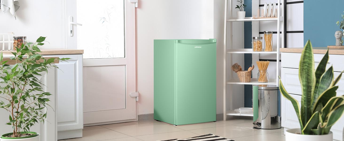 Upstreman 3.2 Cu.Ft Mini Fridge with Freezer - Compact Single-Door Travel Fridge, Ice-Cold High-Efficiency Model BR321, Adjustable Thermostat, Quiet, Energy-Saving Room/Apartment Stuff for Dorms