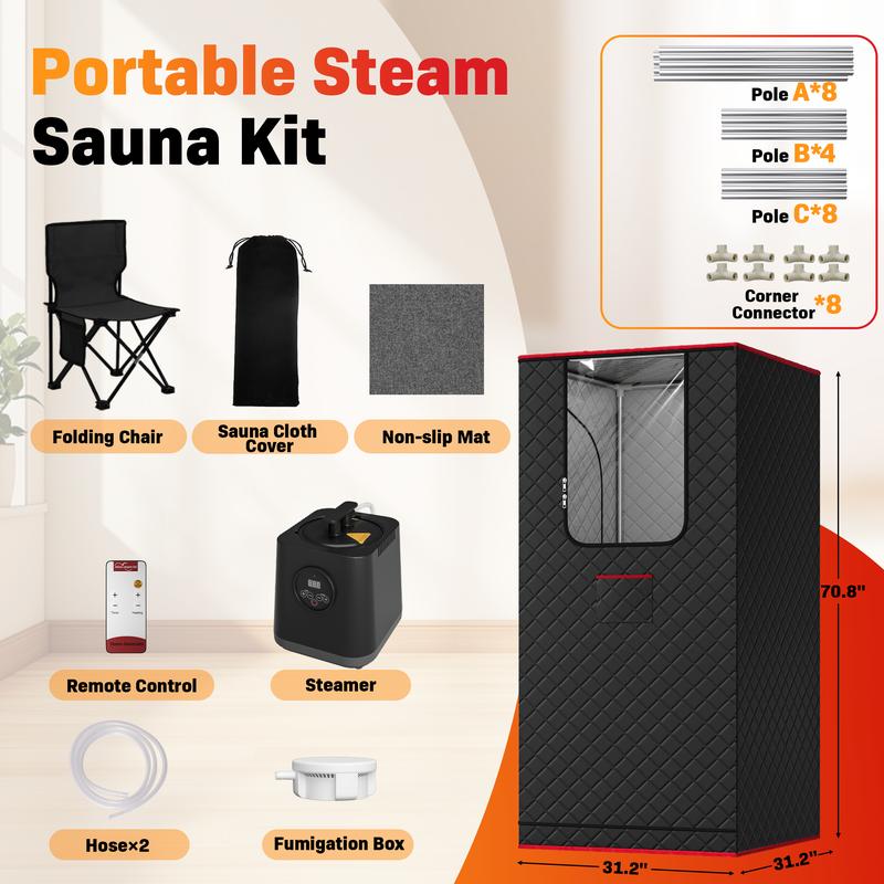 Caja de sauna portátil para el hogar, calentador de sauna de vapor personal Nurecover para uso doméstico, vaporizador de 3,0 L y 1200 W, tienda de sauna plegable para interiores.