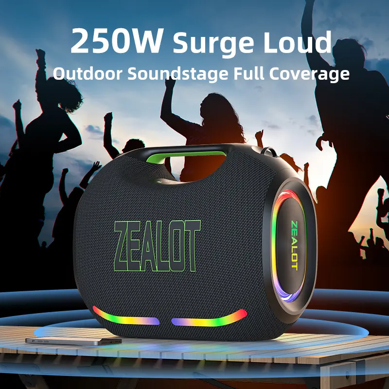 Altavoz inalámbrico portátil con sonido y audio de alta fidelidad; altavoz Bluetooth de sobremesa con sonido envolvente y emparejamiento TWS. Cuenta con una batería de larga duración (4800 mAh) y es compatible con USB, tarjetas TF, entrada AUX, Bluetooth 