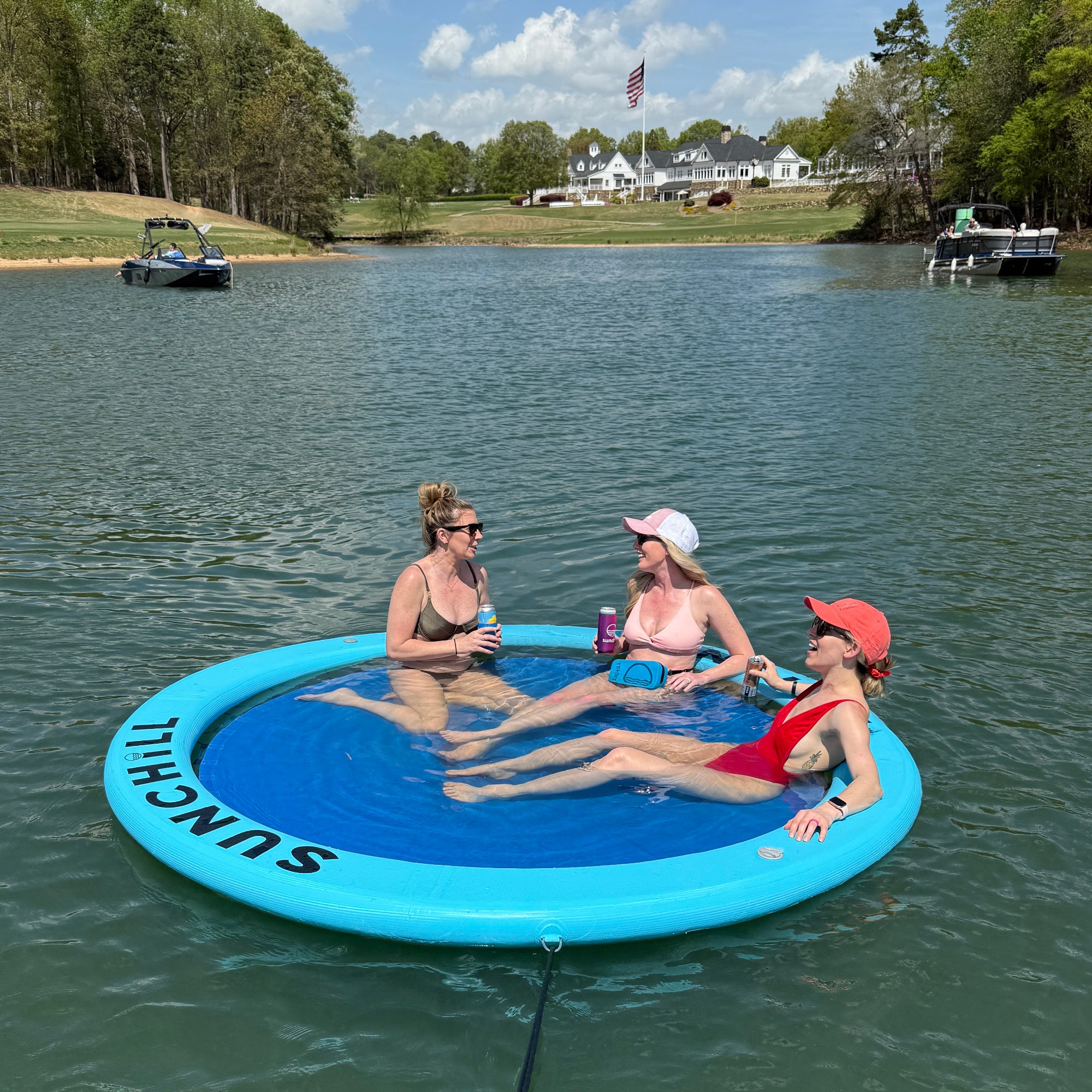 Flotador Redondo Inflable Sunchill Para 2-8 Personas 4in Azul