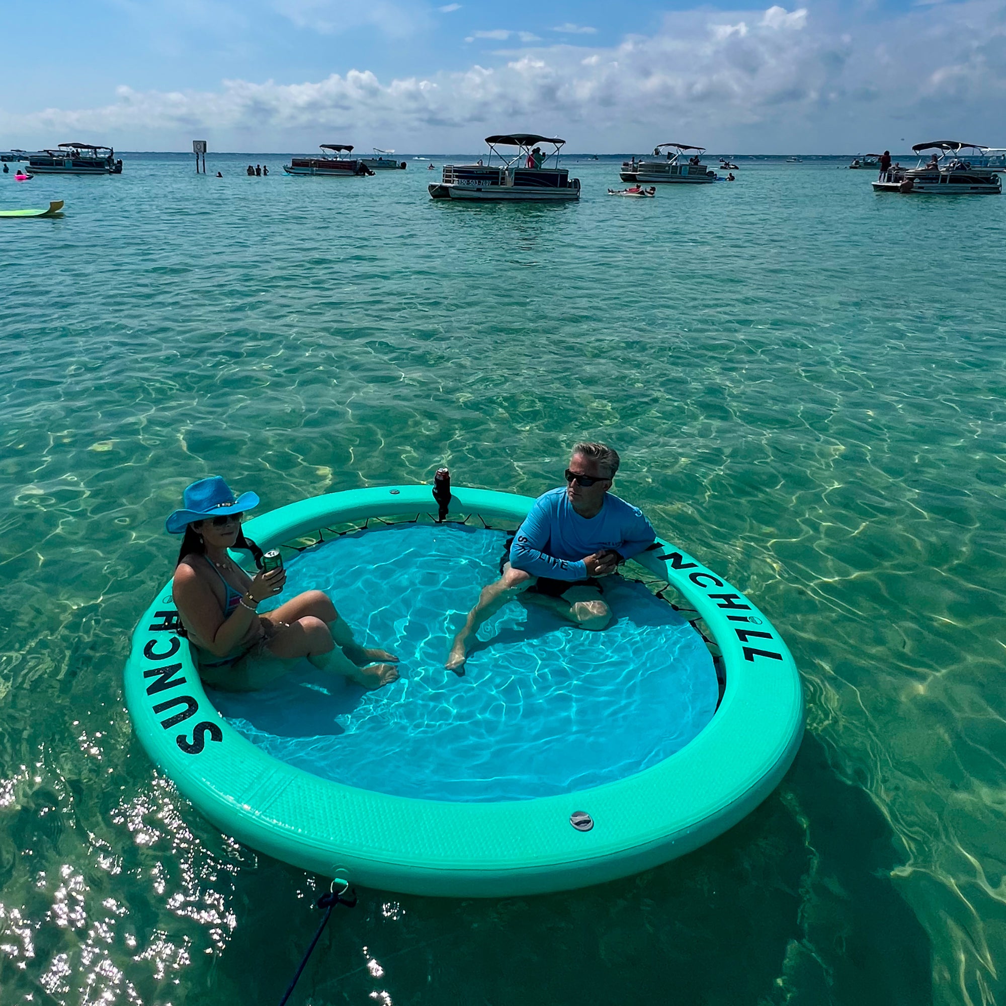 Flotador Redondo Inflable Sunchill Para 2-8 Personas 4in Azul