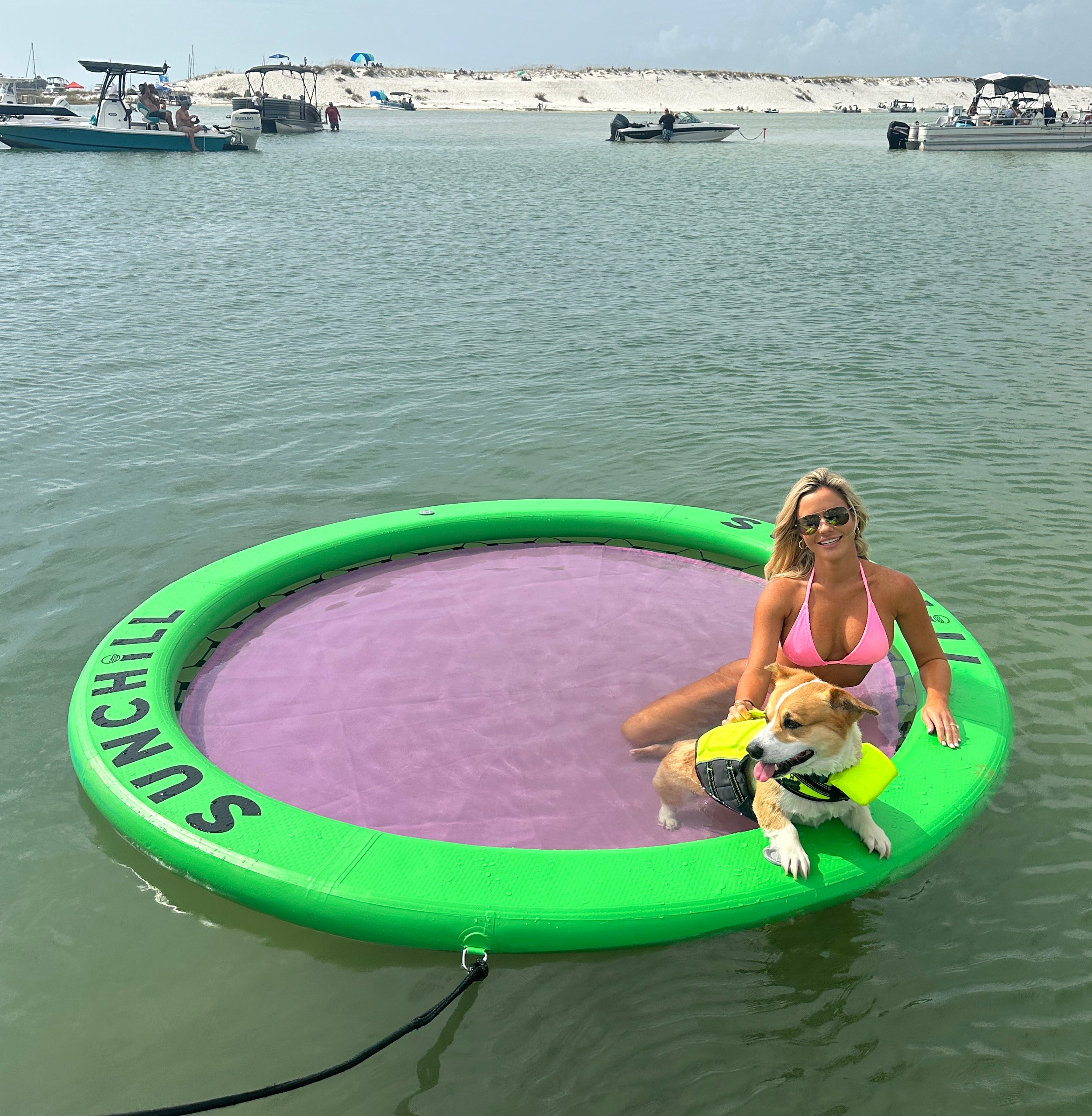 Flotador Redondo Inflable Sunchill Para 2-8 Personas 4in Azul