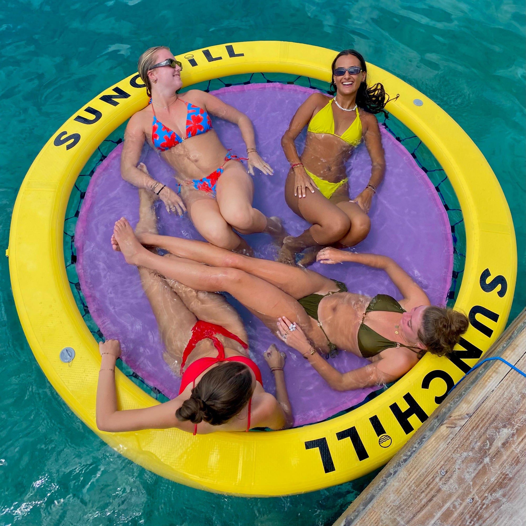 Flotador Redondo Inflable Sunchill Para 2-8 Personas 4in Azul