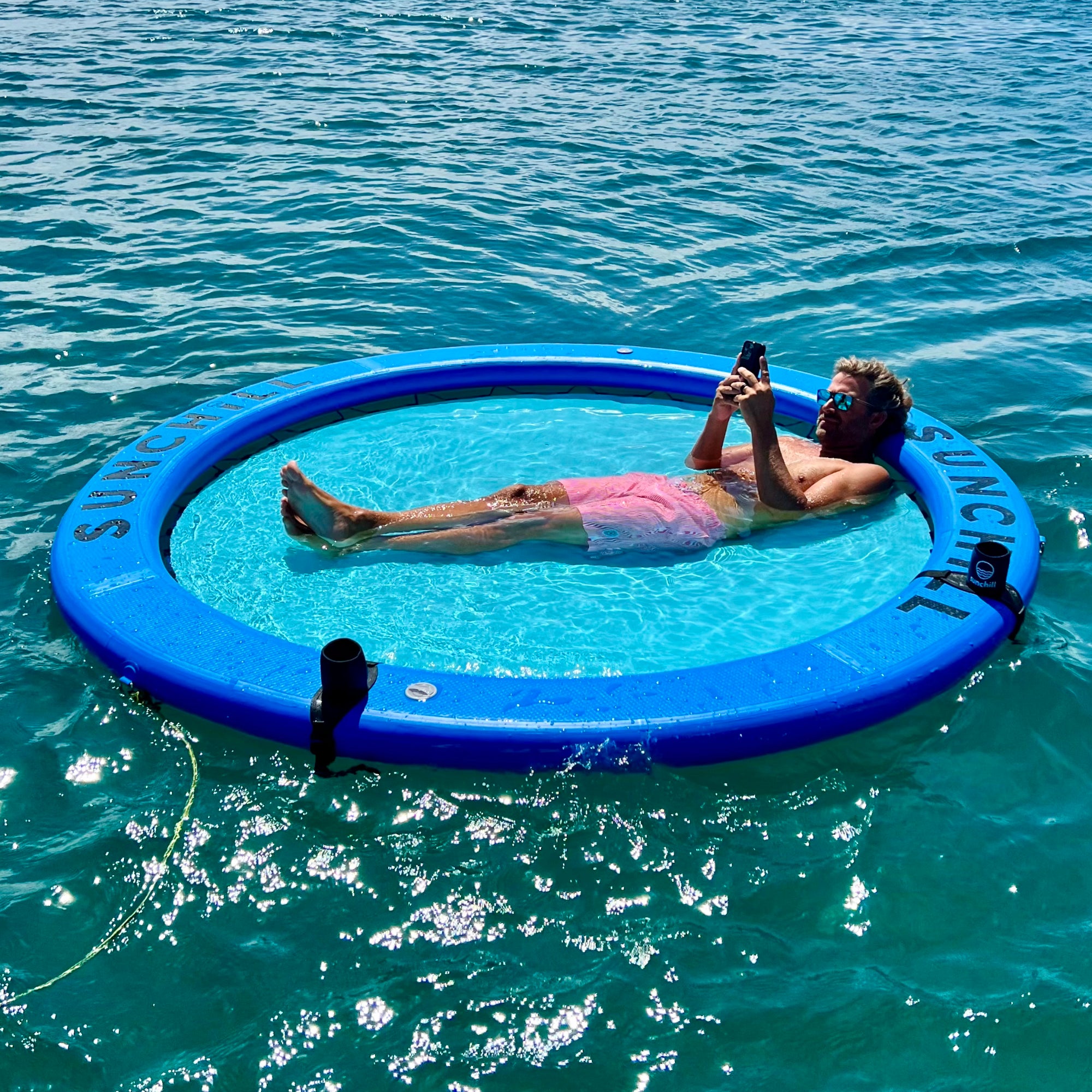 Flotador Redondo Inflable Sunchill Para 2-8 Personas 4in Azul