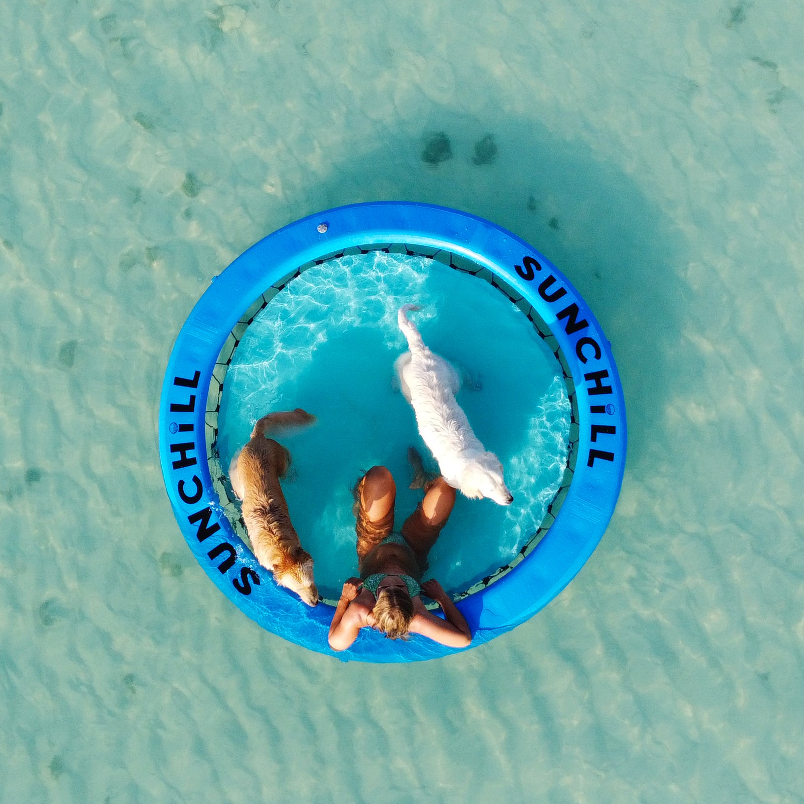 Flotador Redondo Inflable Sunchill Para 2-8 Personas 4in Azul