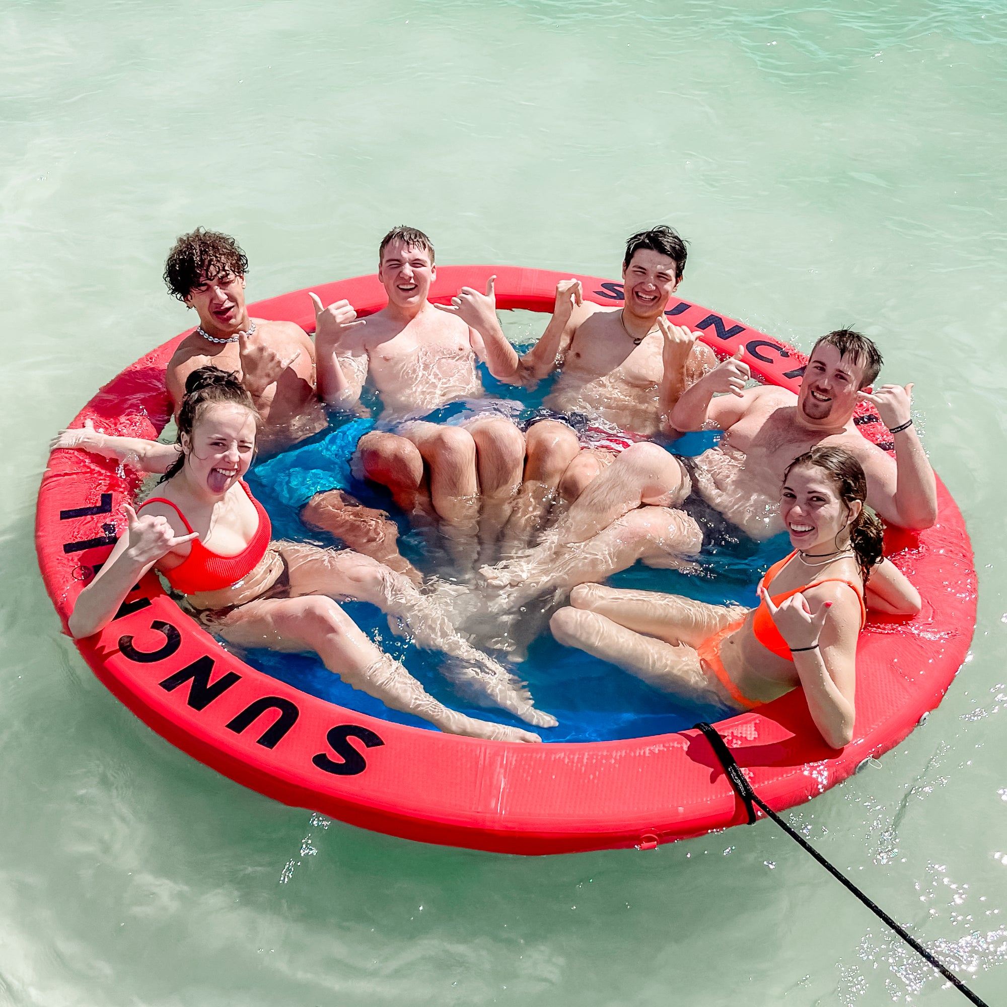 Flotador Redondo Inflable Sunchill Para 2-8 Personas 4in Azul