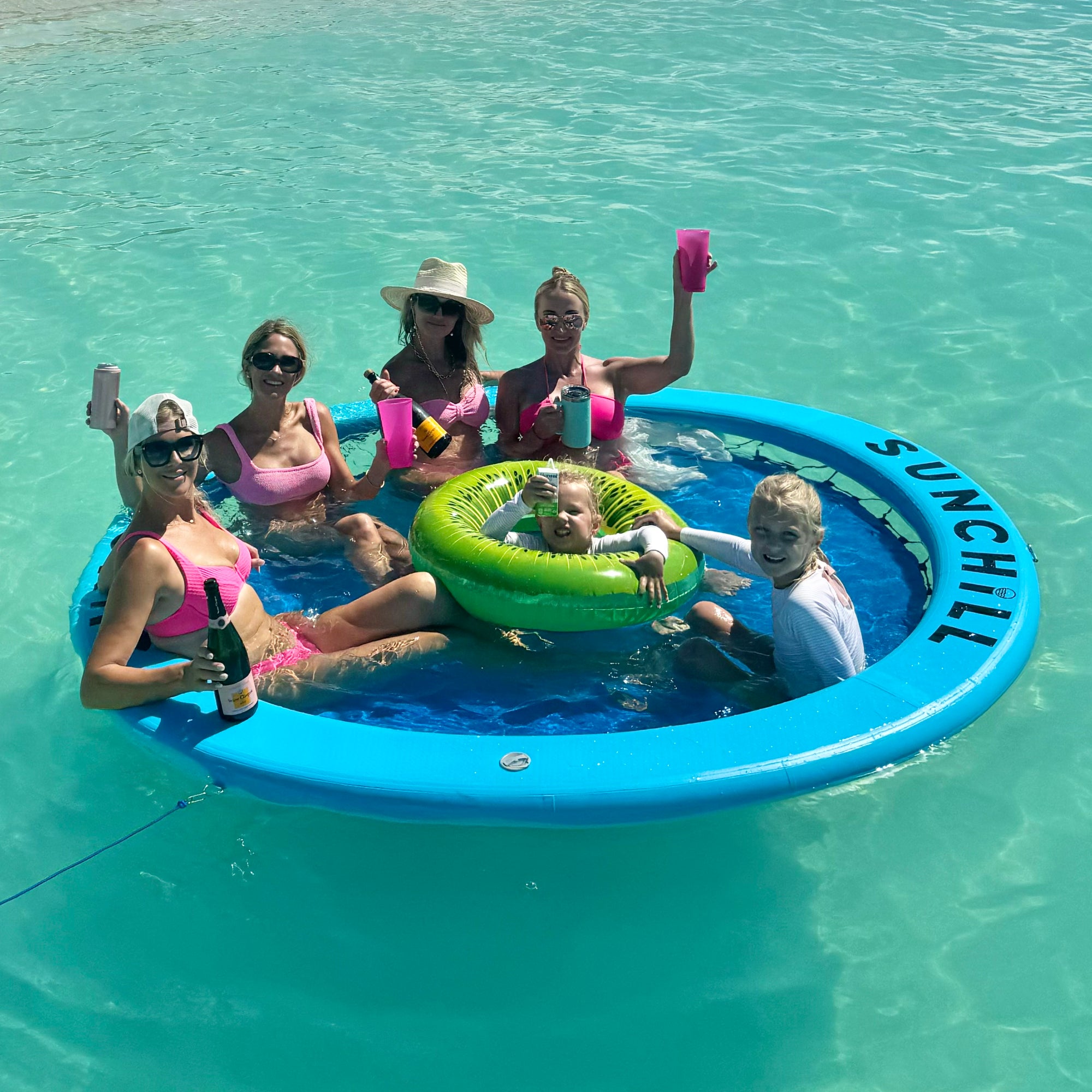 Flotador Redondo Inflable Sunchill Para 2-8 Personas 4in Azul