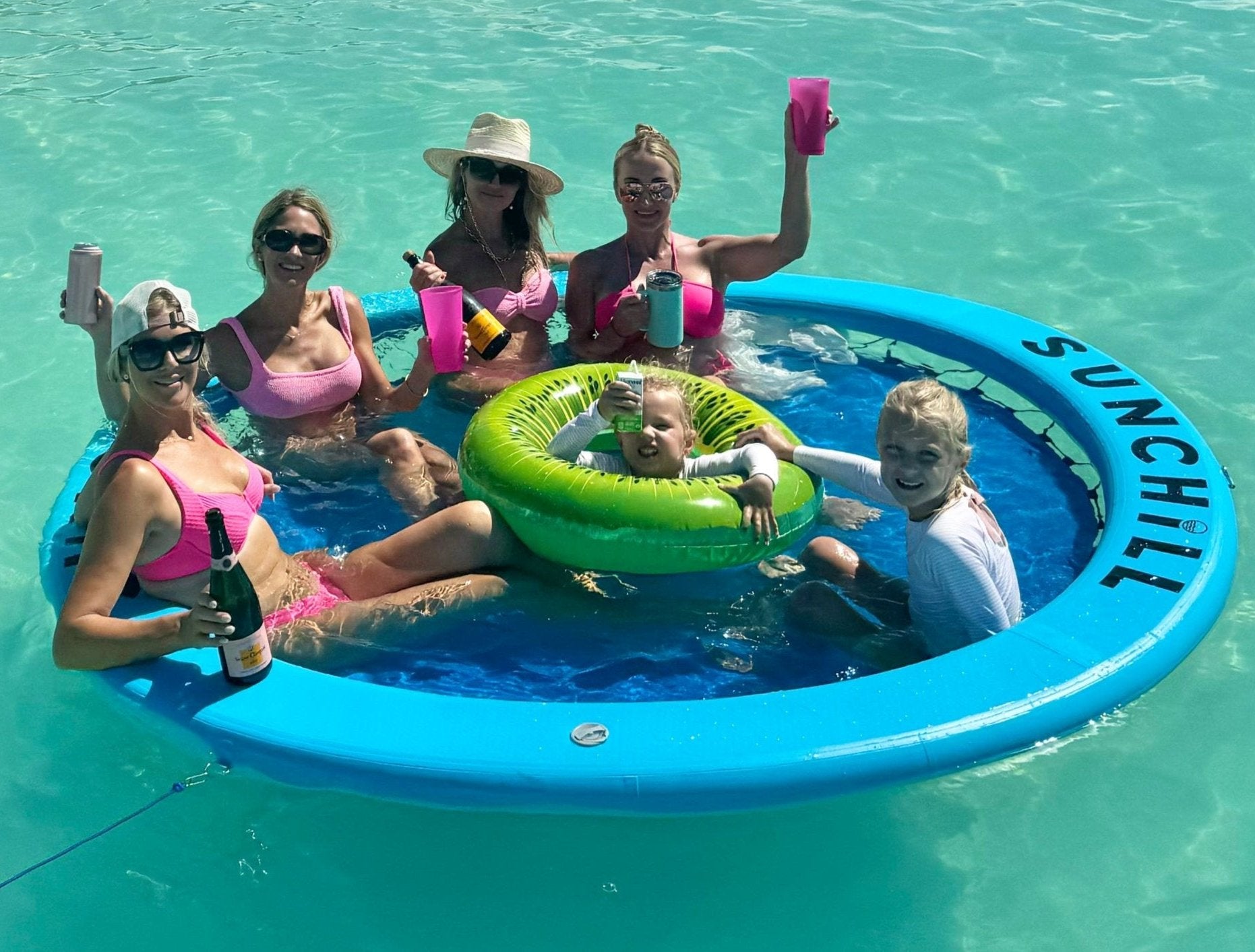 Flotador Redondo Inflable Sunchill Para 2-8 Personas 4in Azul