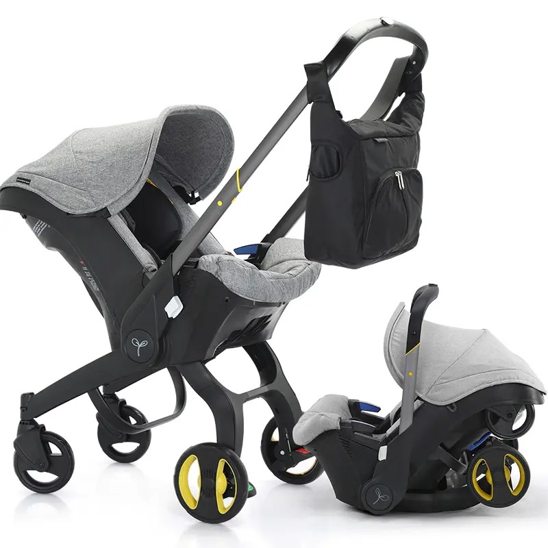 Cochecito de bebé con bolsa de regalo, plegable para recién nacidos; equipado con cinturón de seguridad de cinco puntos y clip pectoral; se puede empujar en ambas direcciones; cuenta con ruedas con amortiguación y es ideal para viajar.
