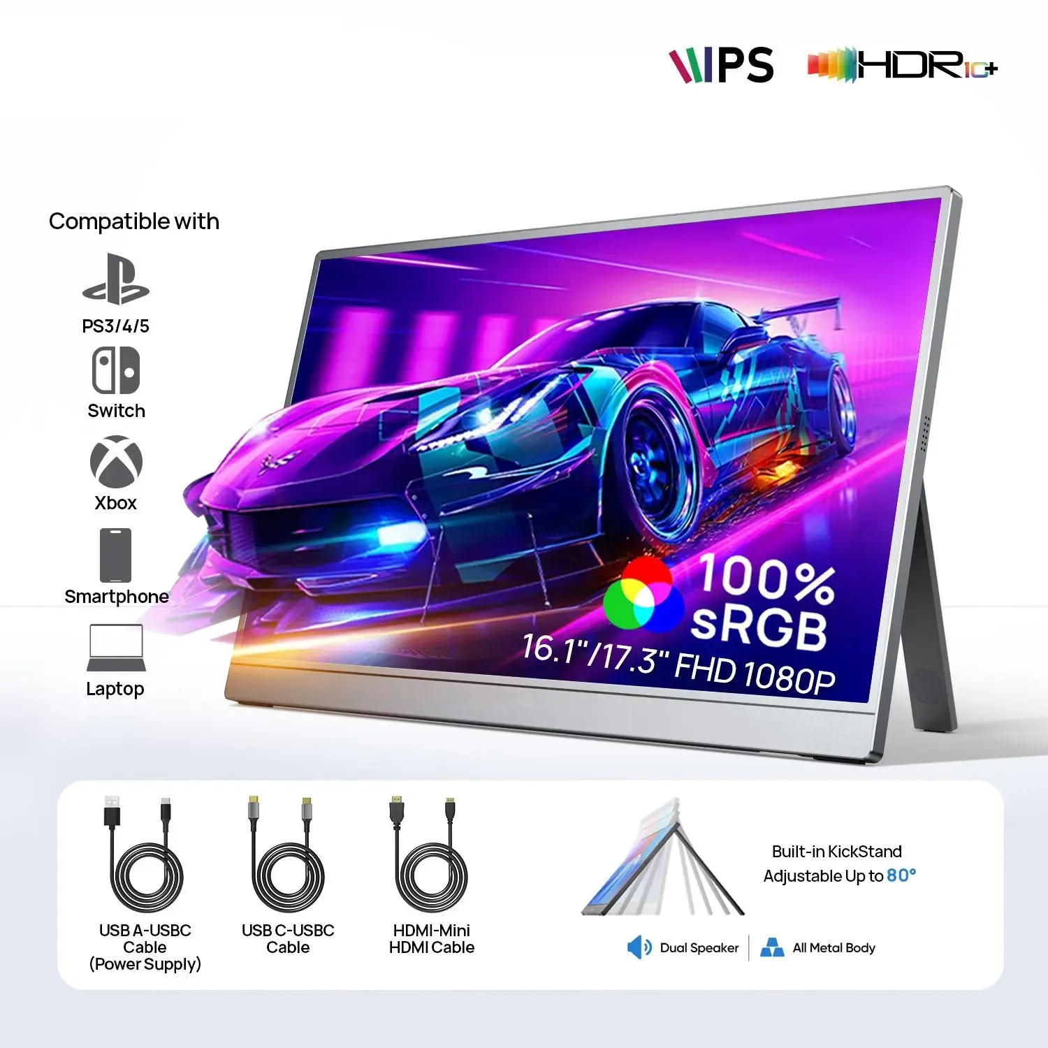 Monitor portátil de 16,1"/17,3" FHD 1080p 144 Hz