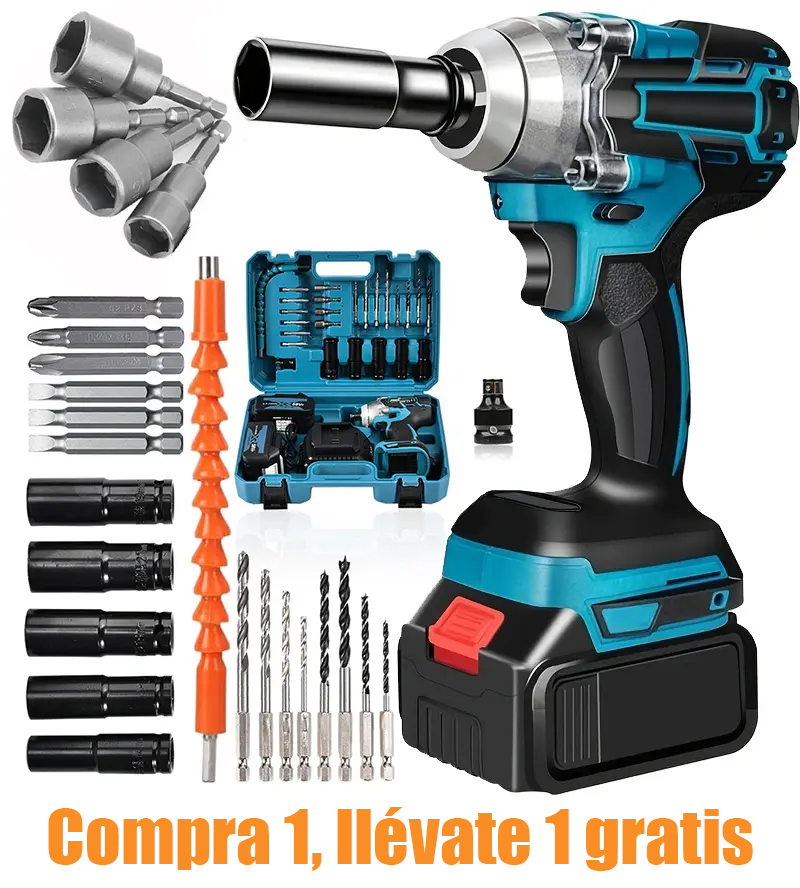🌟🌟 Llave de impacto inalámbrica de alto torque de 1/2 pulgada con 2 baterías (Compra 1 y llévate 1 gratis)