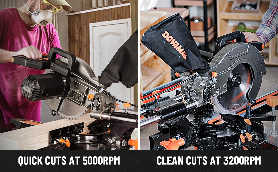 DOVAMAN 10in 15A Single Bevel Sliding Miter Saw, w/3 Blades, 4500/3200RPM, Max Cut 3.5x13.4in, 9 Positive Stops for Wood, PVC or Soft Metal,#Summervibes DOVAMAN 10in 15A Single Bevel Sliding Miter Saw, w/3 Blades, 4500/3200RPM, Max Cut 3.5x13.4in, 9 Positive Stops for Wood, PVC or Soft Metal,#Summervibes