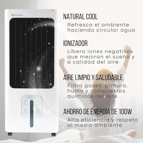 Enfriador de aire evaporativo portátil (4800 m³/h, blanco, 30 L, control remoto, silencioso, 100 W, ahorro de energía): adecuado para hogares, oficinas y áreas exteriores cubiertas.